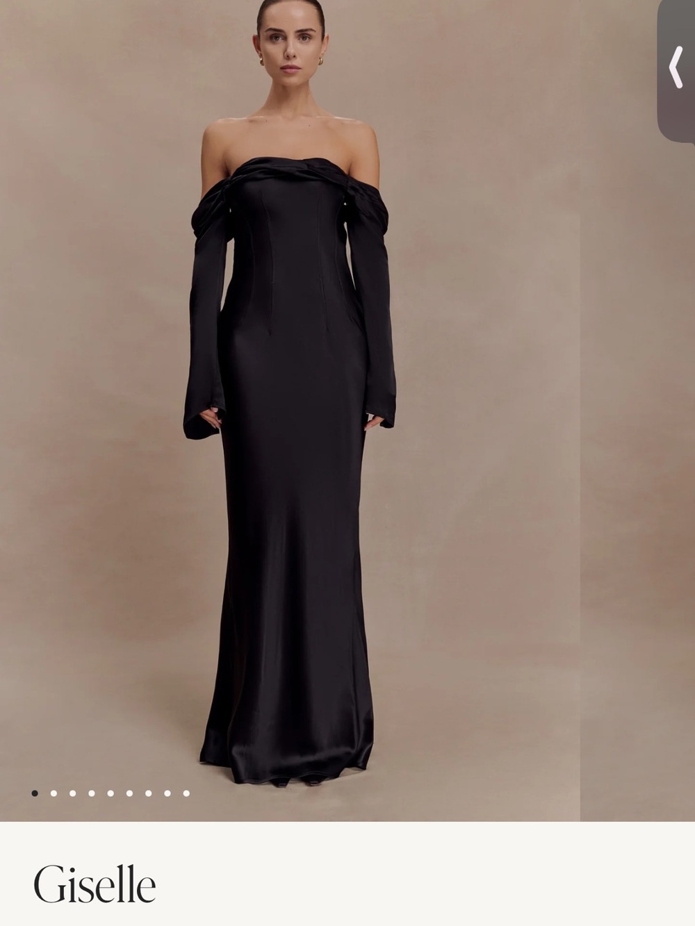 Meshki Black One-Shoulder Satin Evening Gown